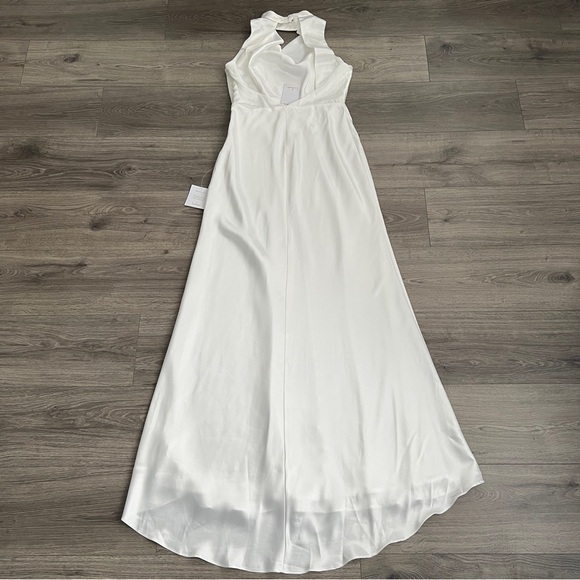 Lulus Gorgeous Vow Satin Mermaid Wedding Dress Medium White Cowl Mock Neck Retro - Picture 8 of 11